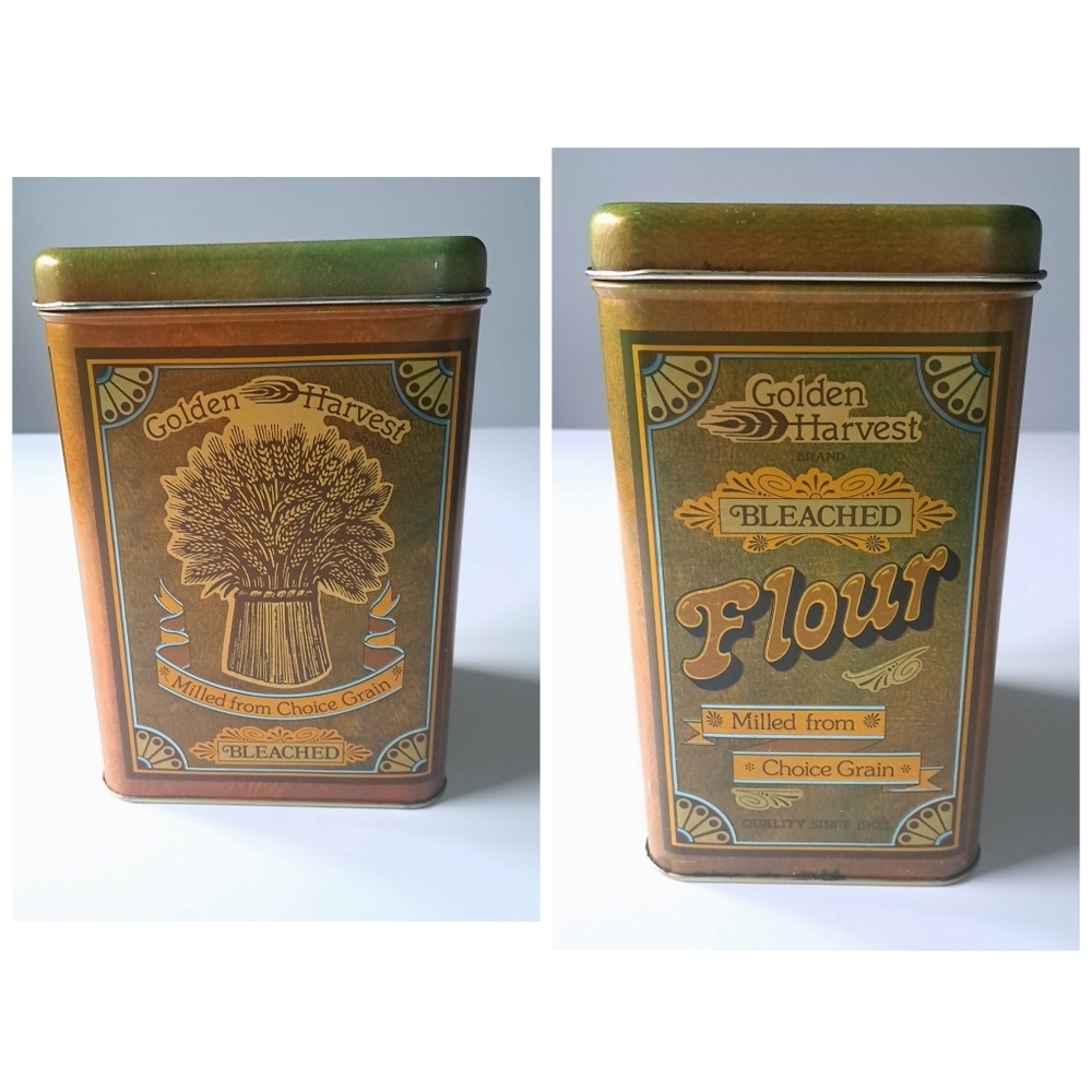 Vintage Golden harvest flour tin Chein co 1977-78 lithograph advertisment tin